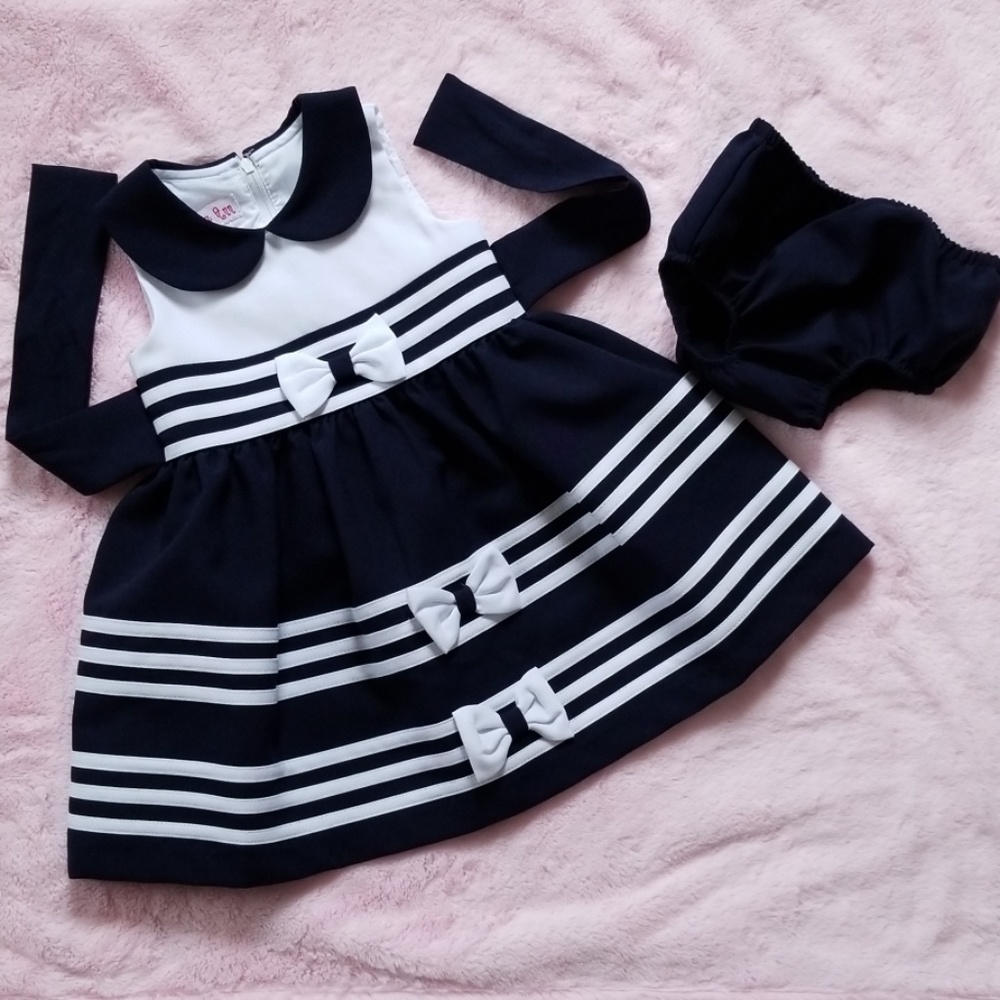 Navy & white Jessica Ann 18 mth party dress